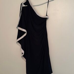 One shoulder dress navy blue